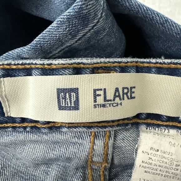 Vintage GAP Jeans Womens 2 Flare Stretch Medium Wash Low Rise Retro Y2K - Picture 5 of 12